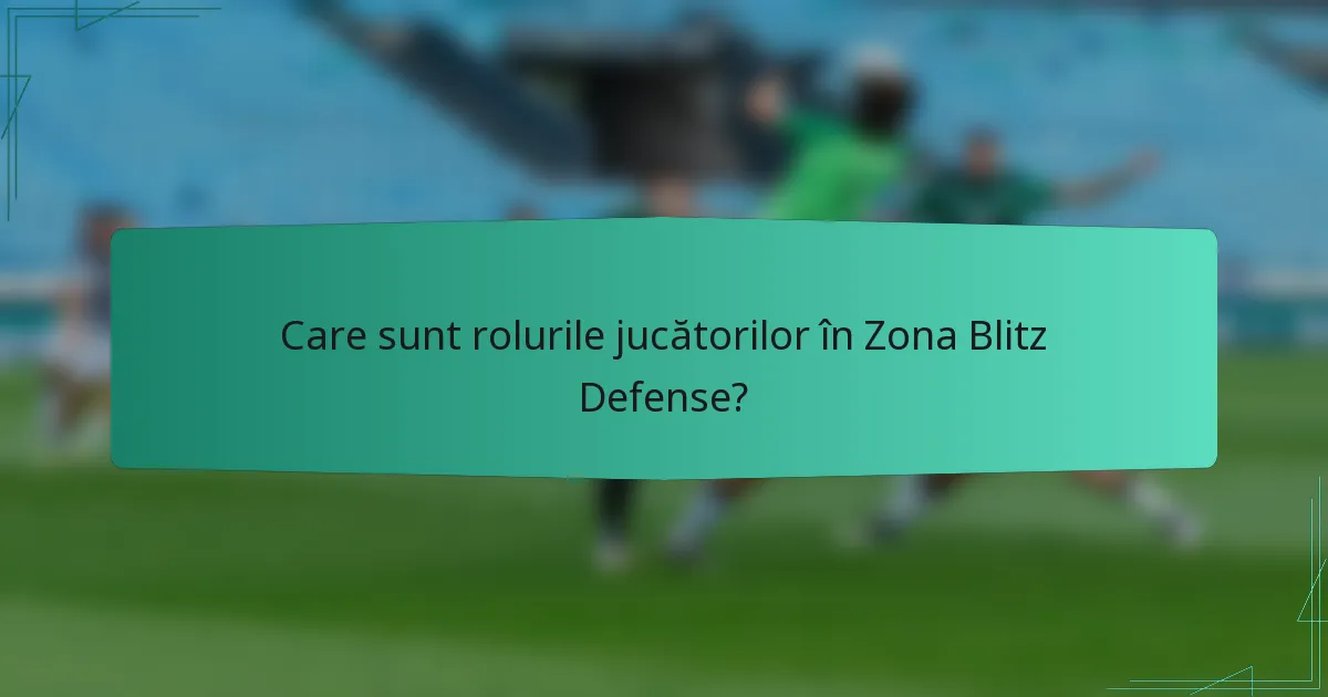 Care sunt rolurile jucătorilor în Zona Blitz Defense?