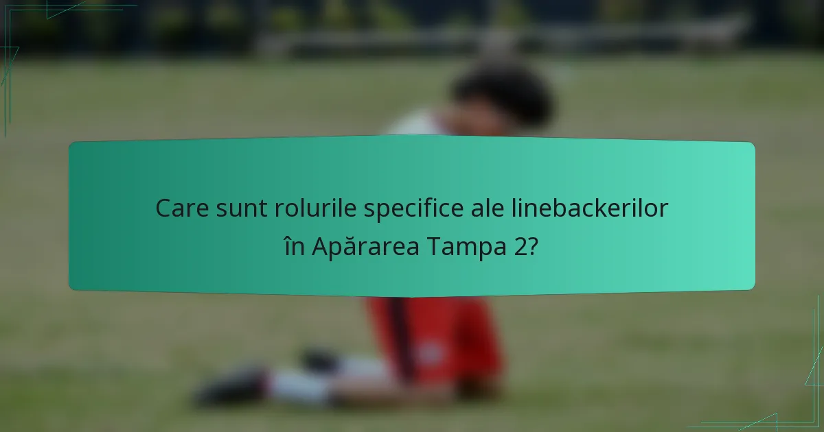 Care sunt rolurile specifice ale linebackerilor în Apărarea Tampa 2?