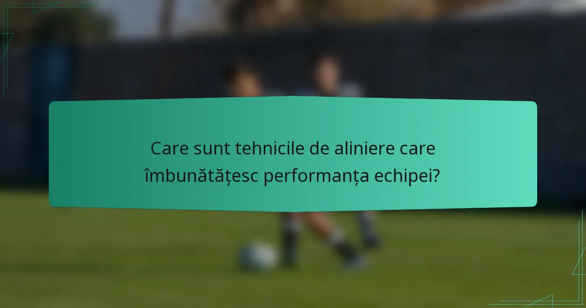 Care sunt tehnicile de aliniere care îmbunătățesc performanța echipei?