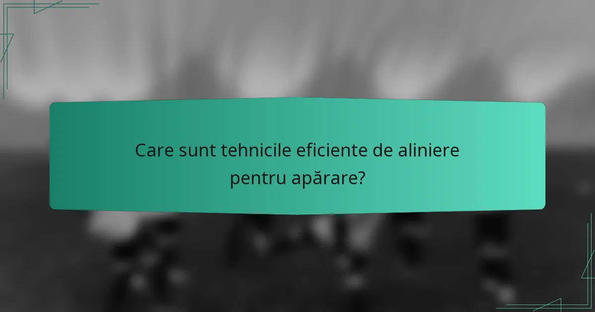 Care sunt tehnicile eficiente de aliniere pentru apărare?
