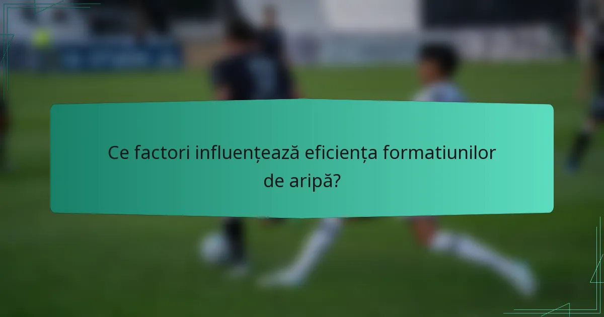 Ce factori influențează eficiența formatiunilor de aripă?