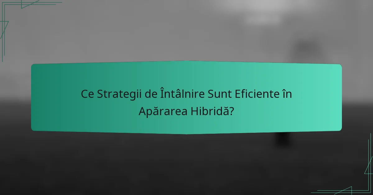 Ce Strategii de Întâlnire Sunt Eficiente în Apărarea Hibridă?