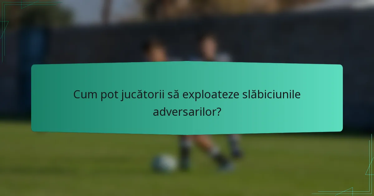 Cum pot jucătorii să exploateze slăbiciunile adversarilor?